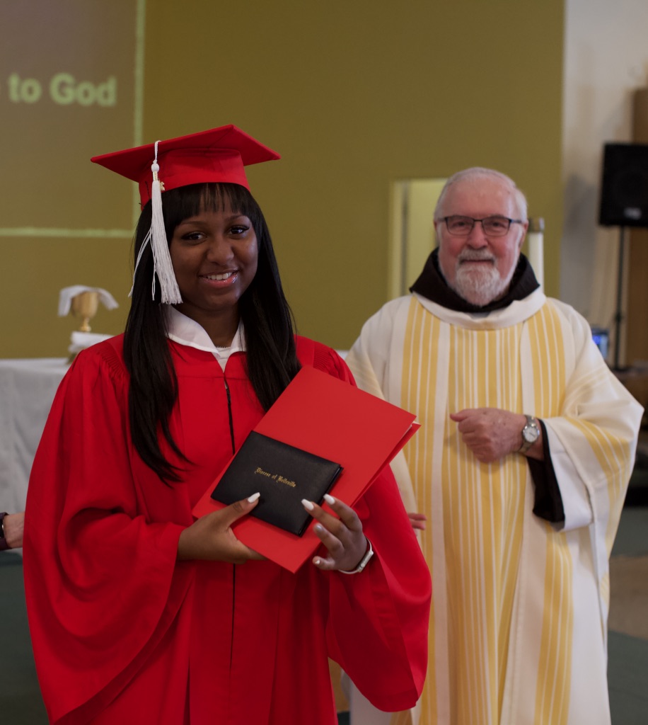 Graduate from May 2019 – attending Cardinal Ritter College Preparatory High this fall. Fr. Carroll assists with the diplomas and celebrating our Graduation Mass.