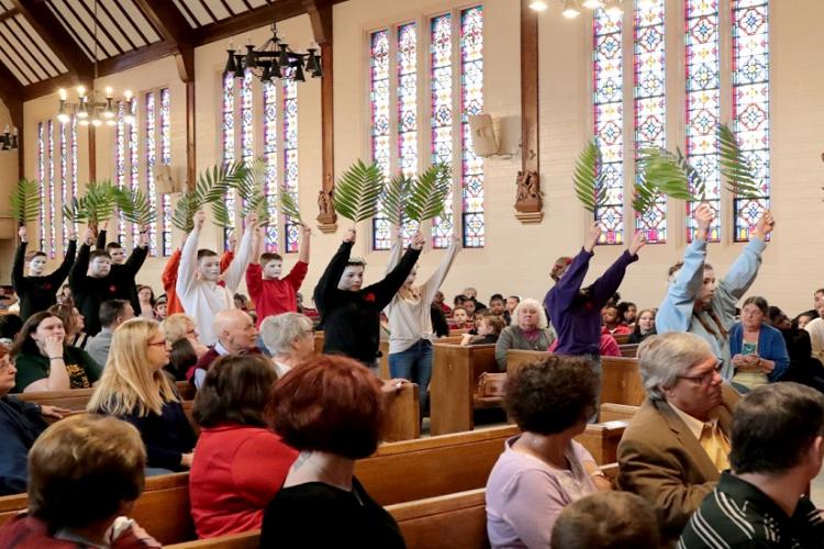 Re-enactment of Palm Sunday in Mime